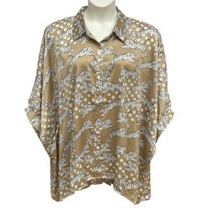 First Love By Lovelyn Oversized Tiger Polka Dot Top Womens Plus Size 3X New